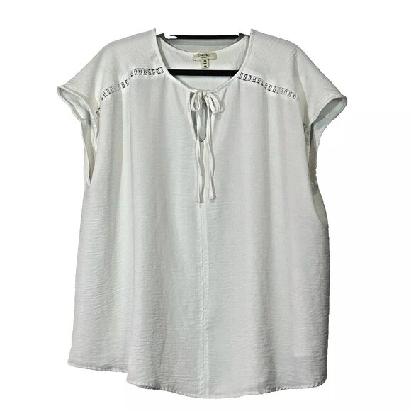 Nordstrom's Como Blu Split Neck Cap Sleeve Top plus size 2X - Picture 1 of 5